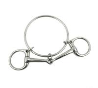 Accarugty Medio pedazo de la mejilla del acero inoxidable para montar a caballo, anillo pulido del equipo del caballo de la boquilla del metal, engranaje de la tachuela para los caballos