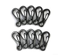 Accarugty Mini mosquetón, ganchos de aleación de zinc, hebillas pequeñas de anillo en D, ganchos ligeros para llavero, organizadores de cuerda para exteriores, clips de fijación para linterna, (negro)