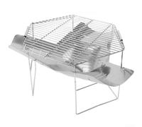 Accarugty Parrilla de camping portátil de acero inoxidable, estufa de carbón plegable con sistema de ventilación, para barbacoa al aire libre, senderismo, picnic, leña, plata (D)