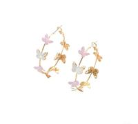 Accarugty Pendientes de mariposa de aleación de zinc para mujer, ligeros, con colgante de mariposa voladora, aretes colgantes de moda, caída de 10 cm, colores surtidos (rosa)