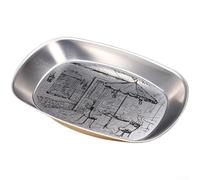 Accarugty Plato de cena cuadrado de hierro vintage, bandeja de metal galvanizado grueso para frutas, postres y aperitivos, vajilla rústica apilable - 25 x 16 x 3 cm (B)