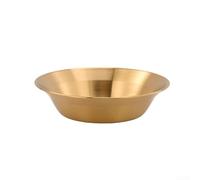 Accarugty Plato hondo redondo de acero inoxidable, bandeja de base plana profunda, vajilla contemporánea, apilable para ahorrar espacio, pulido resistente, para barbacoa (color dorado de 23 cm)