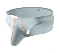 Accarugty Ropa interior de seda de hielo para hombre, transpirable, cómodo, patrón de líneas, cintura media, para ocio, deportes, dormir, hogar, todas las estaciones (XL azul)