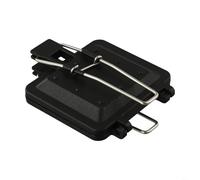 Accarugty Sandwichera de camping, sartén antiadherente de doble cara con mango plegable, prensa de tostadas de aleación Alusmallum para senderismo al aire libre, viajes, color negro