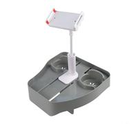 Accarugty Soporte ajustable 3 en 1 junto a la piscina con portavasos y soporte para teléfono para bañera, piscina inflable y spa, organizador de bandeja de plástico, rosa o gris (gris)