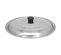 Accarugty Tapa de acero inoxidable para cacerola, wok, sartén, cacerola, cubierta de olla de 32 cm con perilla de plástico negro, apta para lavavajillas, compatible con utensilios de cocina planos (34