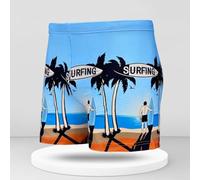 Accarugty Traje de baño para hombre, pantalones cortos de playa de secado rápido con estampado de árbol de coco y puesta de sol en el mar, ajuste holgado, pantalones cortos casuales de surf, para