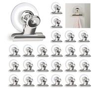 AccEncyc Clips de ventosa para ventanas, 24 unidades, clips de ventosa, soporte de ventosa transparente con clips para el hogar y la oficina