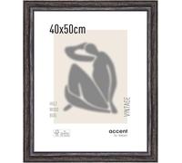accent by nielsen marco de fotos, 40 x 50 cm, Madera, Negro, Marco para pósterpara colgaren formato vertical y apaisado, vidrio real, Vintage