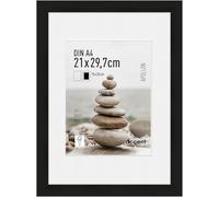 accent by nielsen marco de fotoscon passepartout, 21 x 29,7 cm (A4), Madera, Negro, Marco para documentospara colgaren formato vertical y apaisado, vidrio real, Apollon