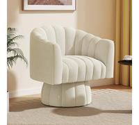 Accent - Sillón redondo giratorio de 360 grados en tela de terciopelo para sala de estar, dormitorio, oficina, diseño acolchado ancho y esponjoso