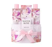 accentra el set de regalo Water Rose para mujeres Mamas y damas Set de mimos para el baño Cuidado corporal en la relajante fragancia Water Rose, rosa-blanco