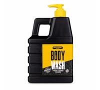 Accentra Gel de ducha para hombre BATH + BODY TOOLKIT Sandalwood & Musk | Gel de ducha de 740 ml con aspecto amarillo y negro, idea de regalo para cumpleaños, día del padre y Navidad