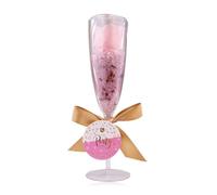 Accentra LET'S CELEBRATE - Set de baño para mujer, set de regalo con 100 g de sales de baño y 4 g de rosa de baño en copa de champán, con aroma de rosa de té y terciopelo para cumpleaños, San Valentín