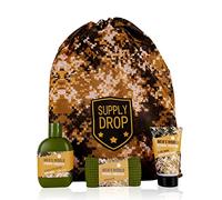 Accentra Men's World - Set de baño para hombres, gel de ducha, bálsamo para después del afeitado, toalla, bolsa de deporte, diseño de camuflaje