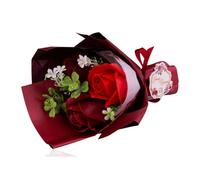 Accentra Ramo de rosas de baño 3 x 6,5 g de rosas jabonosas rojas y blancas, regalo con aroma a rosas para madre, novia y pareja en cumpleaños, día de la madre o San Valentín