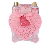 Accentra Set de baño de My Heart to Yours, regalo con gel de ducha de 240 ml, loción corporal de 240 ml y 100 g de sales de baño en corazón decorativo de metal, set de regalo para mujer para