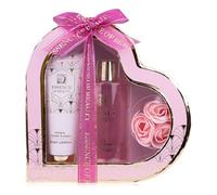 Accentra Set de baño SALSA ESSENCE OF BEAUTY para mujeres, loción, gel de ducha, rosas de baño, aroma Rosa y Flor de Cerezo, empaque en forma de corazón, lujo para damas