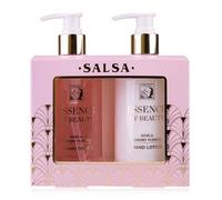 Accentra Set de cuidado de manos SALSA ESSENCE OF BEAUTY, jabón líquido 270ml, crema de manos y uñas 270ml, dispensador, aroma Rosa y Flor de Cerezo, regalo ideal para damas