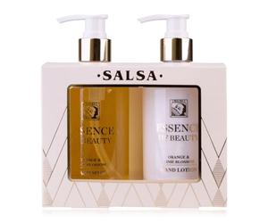 Accentra Set de cuidado de manos SALSA ESSENCE OF BEAUTY, jabón líquido 270ml, crema de manos y uñas 270ml, dispensador, aroma Naranja y Flor de Limón, regalo ideal