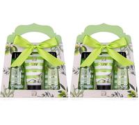 Accentra - Set de ducha OLIVE en una bonita caja de regalo - Set de cuidado de 3 piezas con gel de ducha, loción corporal y baño de burbujas - Set de bienestar para San Valentín y el Día de la Madre
