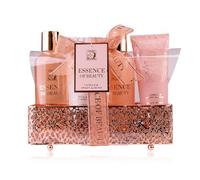 Accentra Set de ducha SALSA ESSENCE OF BEAUTY para mujeres en cesta, con gel, espuma de baño, loción corporal, exfoliante, aroma Vainilla y Almendra, regalo de lujo para damas
