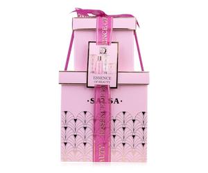 Accentra Set de ducha SALSA ESSENCE OF BEAUTY para mujeres, gel, loción corporal, exfoliante, jabón, esponja, aroma Rosa y Flor de Cerezo, caja de regalo, lujo para damas
