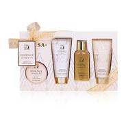 Accentra Set de ducha SALSA ESSENCE OF BEAUTY para mujeres, gel, loción, crema de manos, bomba de baño, aroma Naranja y Flor de Limón, caja de regalo, lujo para damas