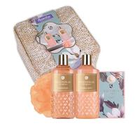 Accentra set de regalo mujeres RITUALES DE BAÑO en cesta, 4pc. set de baño de regalo, gel de ducha, baño de burbujas, jabón, esponja de red - bienestar, mujeres, niñas, magnolia, flor silvestre