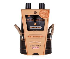 Accentra Set de regalo para hombre Collection en cubo de chapa, incluye 300 ml de champú de 300 ml, jabón de 100 g, esponja de malla de 15 g, aroma de abedul y cedro, color marrón