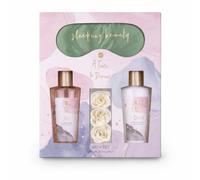 Accentra set regalo de baño A TIME TO DREAM 3 x 3 g confeti con antifaz | Presentación rosé blanca gris, gel ducha, loción corporal, máscara descanso, piezas para bañera, detalle cuidado femenino