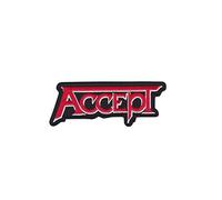 Accept Red Silver Heavy Metal parche patch bordado con logotipo para planchar de hierro en apliques