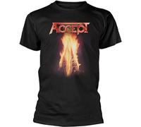 Accept Restless Wild Flying V Guitar Shirt Official Metal Band Mens Women T Shirt 100% Cotton(Large)