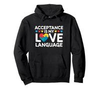 Acceptance Is My Love Language Autismo Concientización Puzzle Corazón Sudadera con Capucha