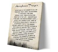 Acceptance Prayer with Botanical Art, Vintage Inspirational Print, Wall Decor for Living Room, Prayer Room, Mindfulness Space(Framed,08x12inch(20x30cm))