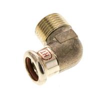 Accesorio a presión codo de 90 grados - 15 mm hembra y R 1/2'' macho - Aleación de cobre