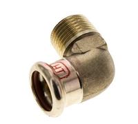 Accesorio a presión codo de 90 grados - 18 mm hembra y R 1/2'' macho - Aleación de cobre