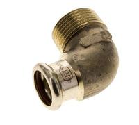 Accesorio a presión codo de 90 grados - 22 mm hembra y R 1'' macho - Aleación de cobre