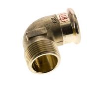 Accesorio a presión codo de 90 grados - 28 mm hembra y R 1'' macho - Aleación de cobre