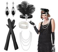 Accesorio Año 20 Mujer, Set de Accesorios Gatsby, Charleston para Disfraz y Mascarada Halloween Navidad