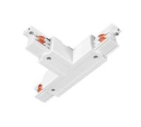 Accesorio carril LED 4 vías con conector T derecha, compatible con hasta 3 lámparas, ideal para iluminación personalizable y eficiente.
