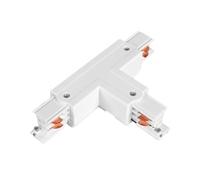 Accesorio carril LED 4 vías, conector tipo T izquierdo, hasta 3 encendidos, ideal para iluminación modular y ampliación de circuitos.