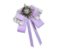 Accesorio con detalle de cinta de encaje, centro de perlas sintéticas y diseño de pin desmontable para broche de solapa formal, Morado (, Taille unique