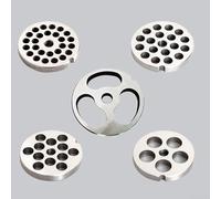 Accesorio de acero inoxidable para picadora de carne, 69 mm de diámetro, diseñado para 12 tipos de molinillos, 6 tamaños de agujeros disponibles (18 mm)