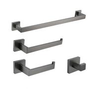 Accesorio de baño Gris Cepillado Toallero de Metal de Pistola de Acero Inoxidable Soporte para Papel higiénico Gancho para Bata Barra para Toallas Accesorios para Inodoro, 1 Juego de Barras
