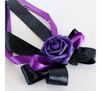 Accesorio de boda para coche con arreglo floral simulado con cinta para espejos de vehículo y adorno de capó (6 unidades, blanco)