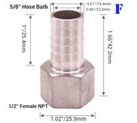 Accesorio de bomba for cerveza casera de acero inoxidable 304 de grado alimenticio con conector de manguera NPT de 1/2"(F)