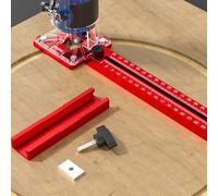 Accesorio de broca de enrutador para máquina recortadora de carpintería, soporte de ranura de fresado de aleación de aluminio con base, guía de plantilla de corte circular para recortar bordes (C)