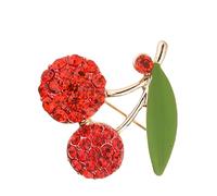 Accesorio de broche de cerezas llamativo, accesorio de broche de fruta de cerezas de circonio verde para adorno de atuendo elegante, de diseños únicos para decoración de ropa