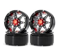 Accesorio De Coche RC para Axial para SCX10 para Wraith RBX10 para TRX4 para TRX6 para Hammer 1/10 Llantas Metal con 2 Ruedas Beadlock Buje 6 Radios para Camión RC 4WD(Black)
